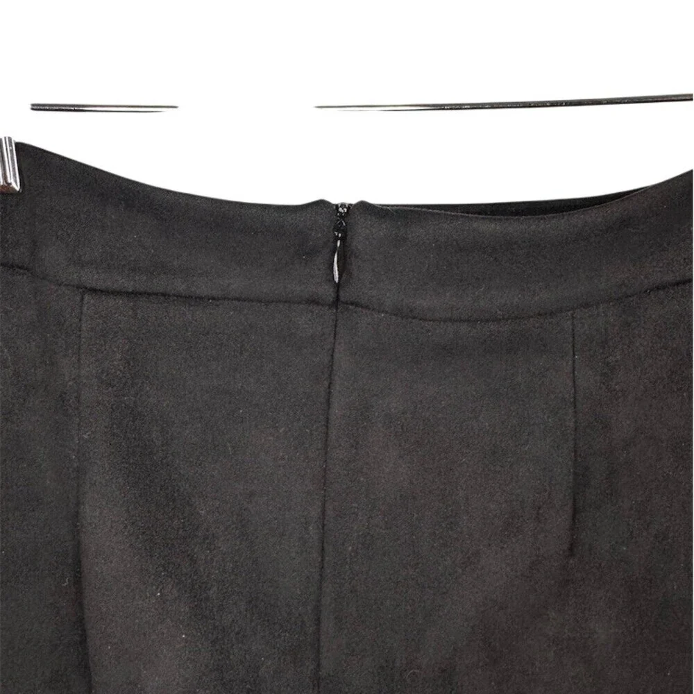 Womens Black Mini Skirt Size S Faux Suede Lace-Up Grommet Back Zip